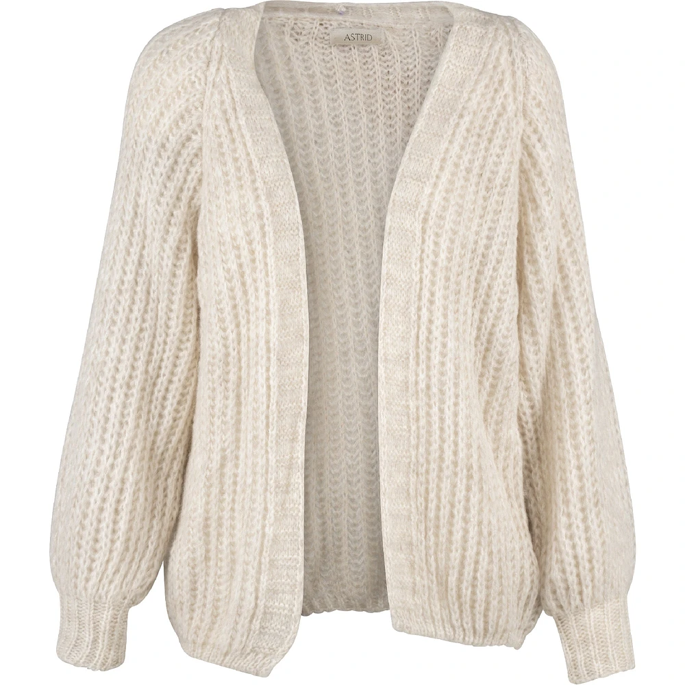 Astrid – Ladies Open-Front Knit Cardigan Oatmeal