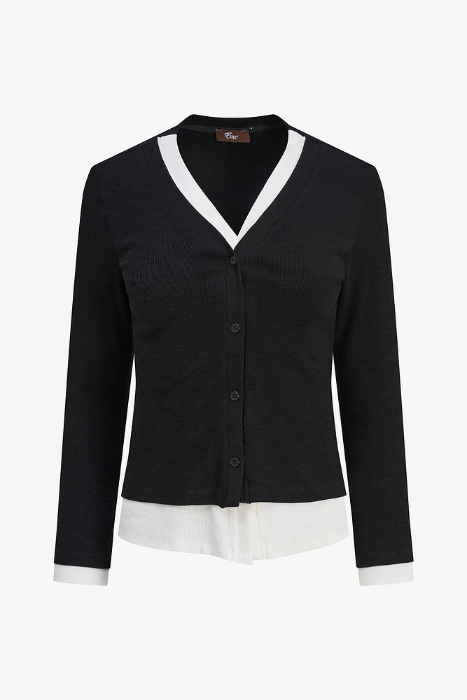 Cardigan à bordure contrastante | Ema&Carla