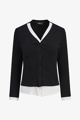 Contrast Trim Cardigan | Ema&Carla