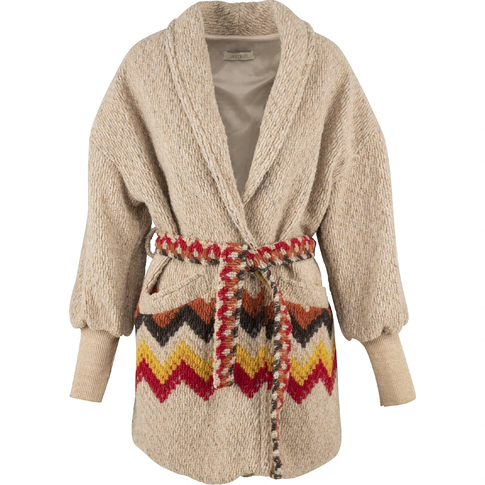 Astrid – Women's Knit Cardigan Beige Combo