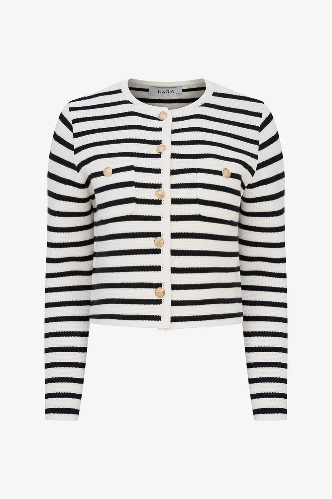 Striped Button Cardigan | Ema&Carla