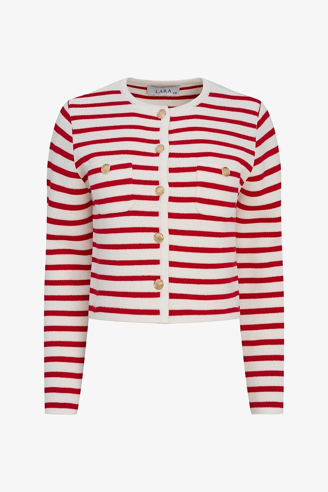 Striped Button Cardigan | Ema&Carla