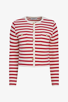 Striped Button Cardigan | Ema&Carla