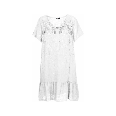 M Made Italy — Robe tissée à manches courtes pour femme