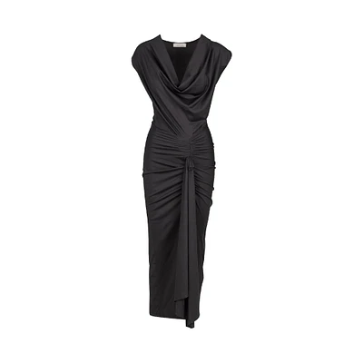 Astrid — Robe longue en maille pour femme Noir