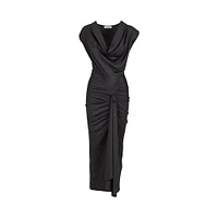 Astrid — Robe longue en maille pour femme Noir