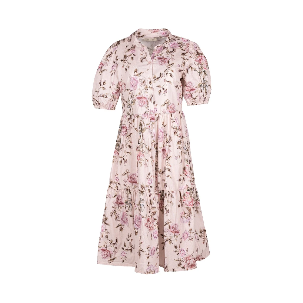 Astrid — Robe longue tissée pour femme Roses