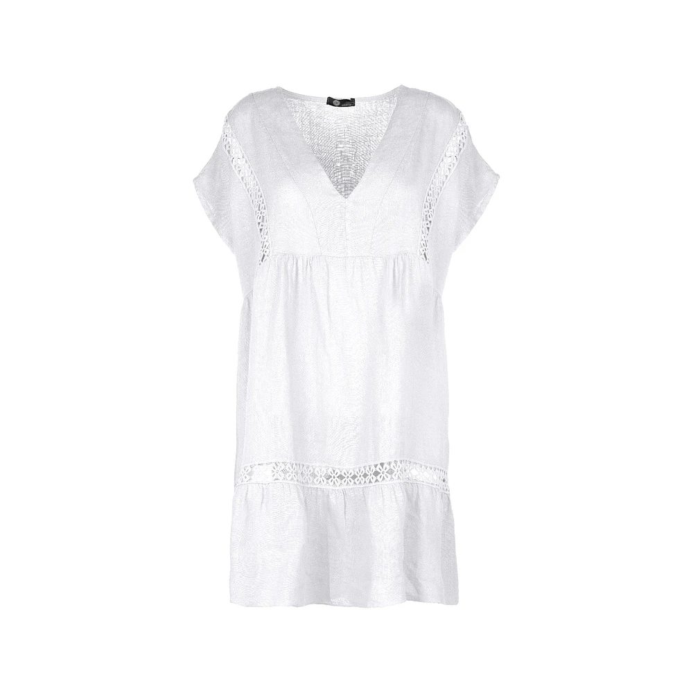 M Made Italy — Robe tissée à manches courtes pour femme