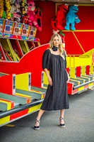 Astrid — Robe longue tissée pour femme Noir