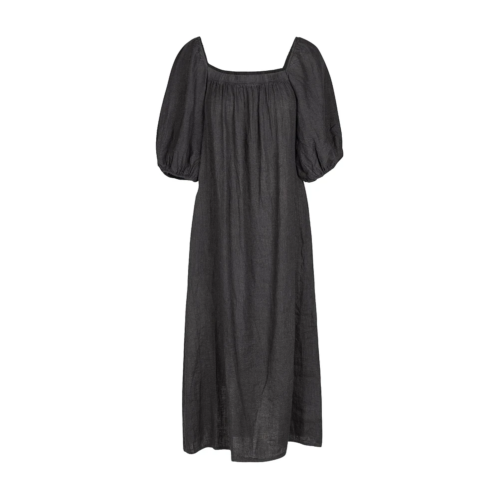 Astrid — Robe longue tissée pour femme Noir