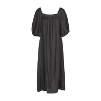 Astrid — Robe longue tissée pour femme Noir