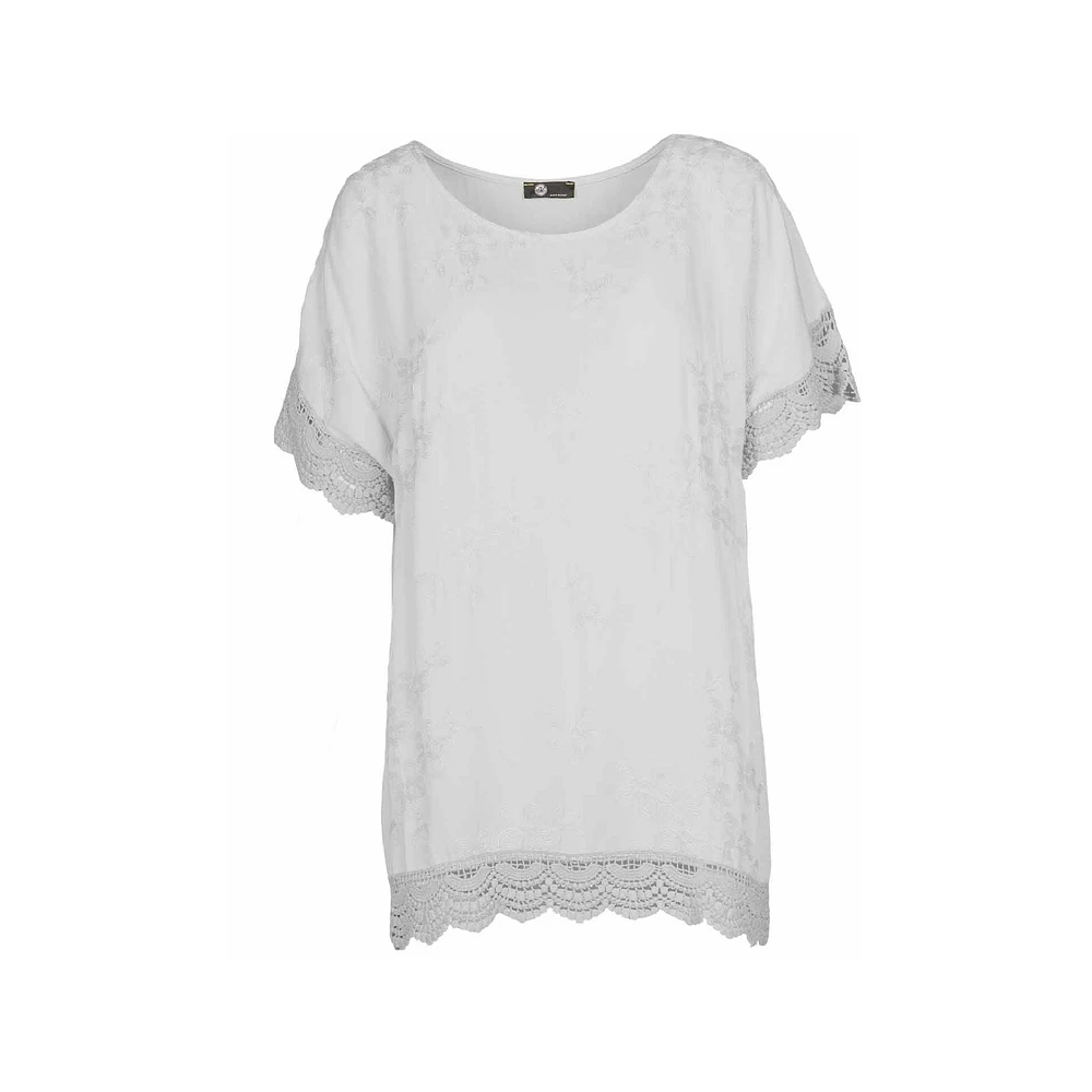 Women's Woven Short Sleeve Tunic Top | M Made Italy