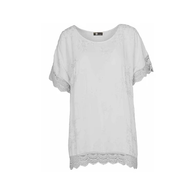 Women's Woven Short Sleeve Tunic Top | M Made Italy