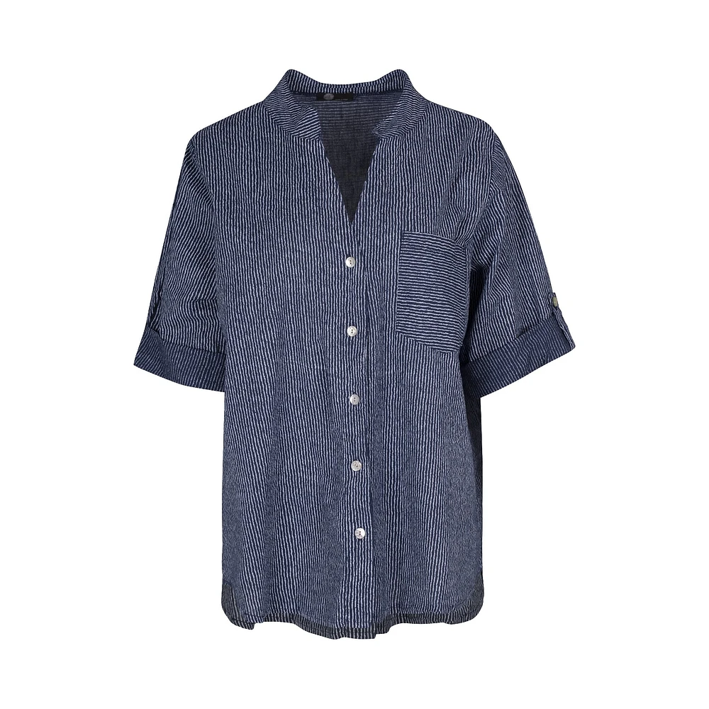 M Made Italy — Chemise tissée pour femme Bleu marine