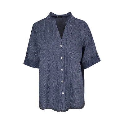 M Made Italy — Chemise tissée pour femme Bleu marine