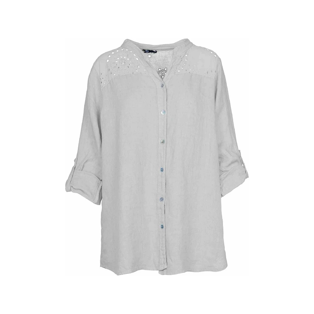 M Made Italy — Chemise tissée à manches longues pour femme