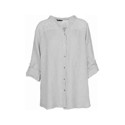 M Made Italy — Chemise tissée à manches longues pour femme