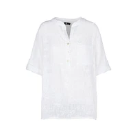 M Made Italy — Chemise tissée à manches trois-quarts pour femme