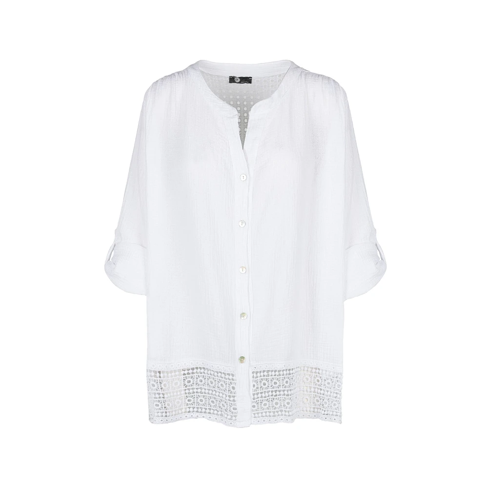 M Made Italy — Chemise tissée à manches longues pour femme