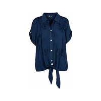 M Made Italy — Chemise tissée à manches courtes pour femme