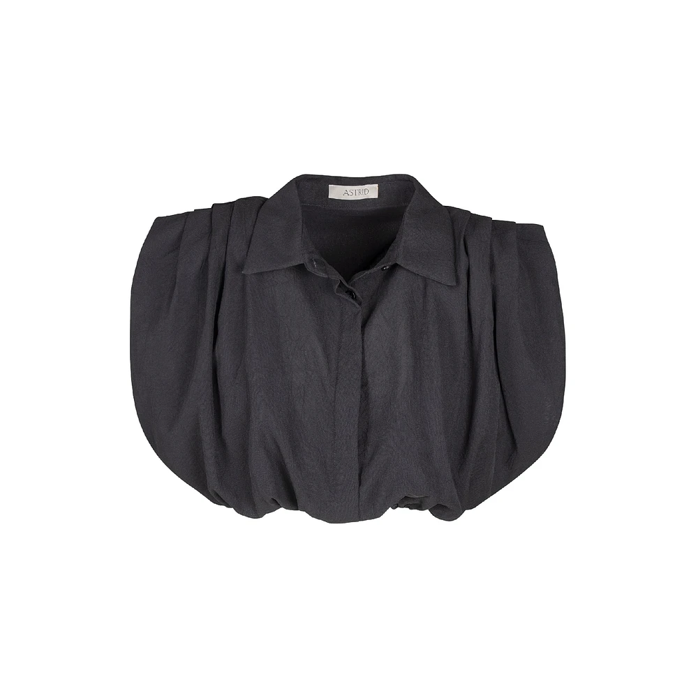 Astrid — Chemise boutonnée tissée pour femme Noir