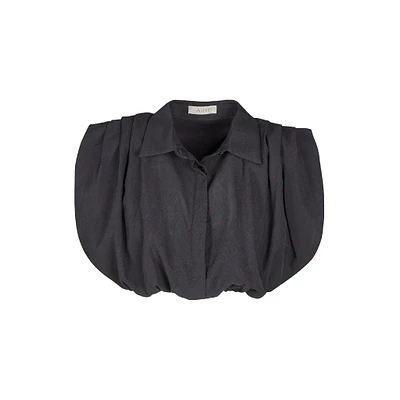 Astrid — Chemise boutonnée tissée pour femme Noir
