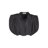 Astrid — Chemise boutonnée tissée pour femme Noir