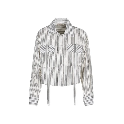 Astrid — Chemise boutonnée tissée pour femme Rayures blanches et noires