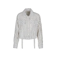 Astrid — Chemise boutonnée tissée pour femme Rayures blanches et noires