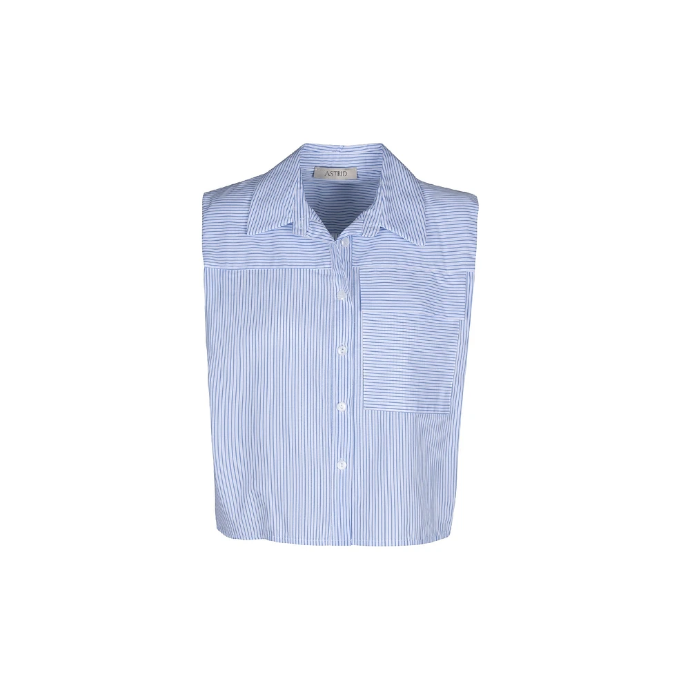 Astrid — Women's Woven Button-Up Shirt Stripe