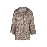 Astrid — Chemise boutonnée tissée pour femme Imprimé Lion