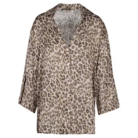 Astrid — Women's Woven Button-Up Shirt Leo Print