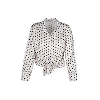Astrid — Chemise boutonnée tissée pour femme Pois crème