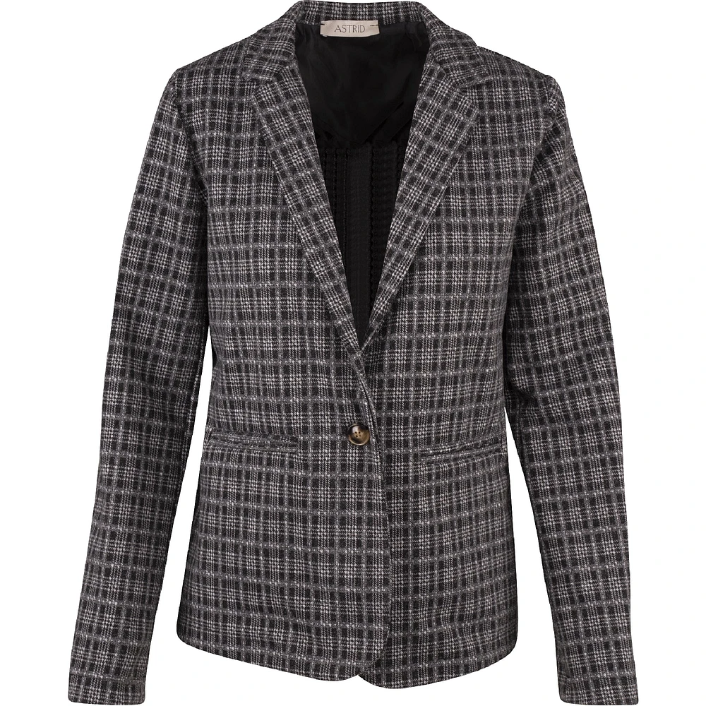 Astrid – Women's Woven Jacket Black Plaid