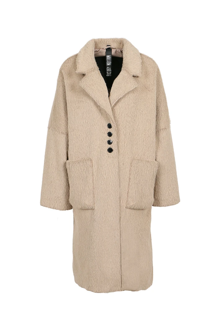 Freaky Nation – Women's Faux Fur Coat Beige