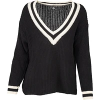 V-Neck Colour Blocked Sweater With Long Sleeves