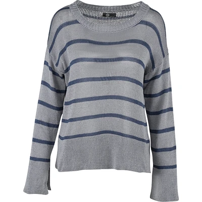 Tunic Length Crew-Neck Sweater With Long Sleeves And Cuff Slits