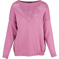 Boat-Neck Sweater With V-Shaped Pointelle Detailing