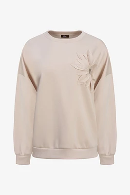 Sweat-shirt beige fleuri | Ema&Carla