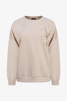 Sweat-shirt beige fleuri | Ema&Carla