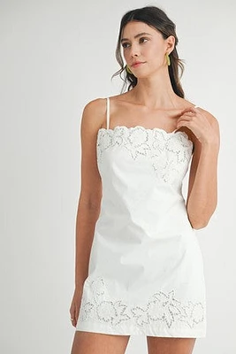White Embroidered Mini Dress