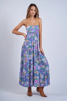 Blooming Floral Open Back Maxi Dress