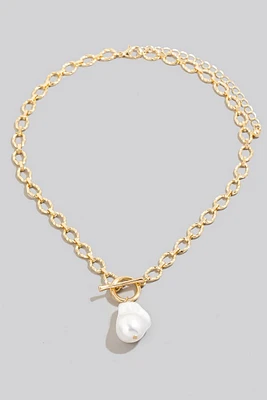 Pearl Pendant Toggle Chain Necklace