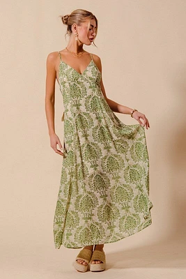Sage Green Floral Maxi Dress