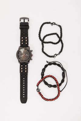 Zoo York Mens Watch With Black & Red Bands - Black / O/S