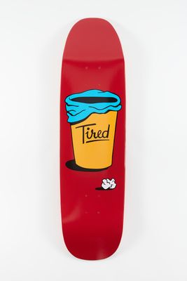 Tired Close Enough On Chuck Skateboard Deck 9" - Burgundy / 9