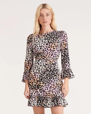 Tamar Watercolor Leopard Dress