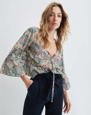 Azel Medallion-Floral Tiered Top