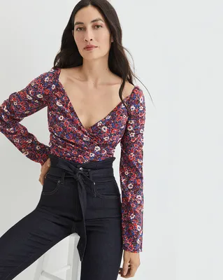 Leith Deep V-Neck Long Sleeve Bodysuit, Nordstrom