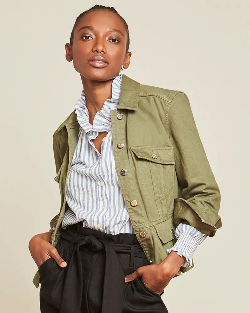 Veronica Beard Jayla Peplum Denim Jacket | Bethesda Row